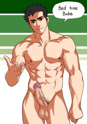 balls bara big_balls big_penis erection inmomakuro male male_nipples male_only male_pubic_hair muscular_male nipples nude penis