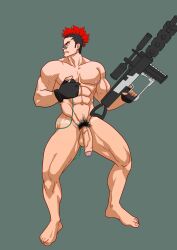 balls bara big_balls big_penis inmomakuro kill_la_kill kinagase_tsumugu male male_nipples male_only male_pubic_hair mohawk mohawk_(hairstyle) muscular_male nipples nude penis