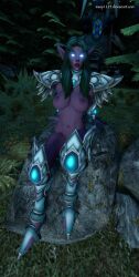 1girls 3d big_breasts blizzard_entertainment green_hair mssp1295 night_elf nude pinup purple_skin solo tyrande_whisperwind warcraft world_of_warcraft