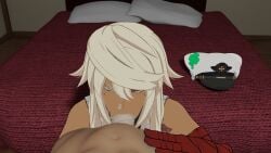 3d blowjob cum cum_in_mouth excellentforever1 female guilty_gear looking_at_viewer male ramlethal_valentine tears video_games