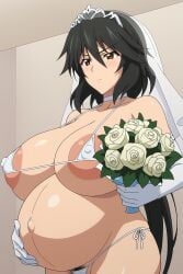 1girls ai_generated areolae big_breasts black_hair breasts chifuyu_orimura enormous_breasts female female_focus female_only hairy_pussy huge_breasts infinite_stratos large_areolae large_breasts long_hair looking_at_viewer mature_female milf nude open_mouth orimura_chifuyu ponytail pregnant pregnant_belly pregnant_female ready_to_pop smiling smiling_at_viewer tongue tongue_out wedding_lingerie wedding_veil white_gloves white_legwear yellow_eyes