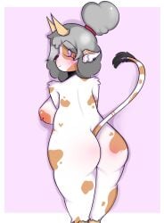 ass big_ass big_breasts big_butt cow_ears cow_horns cow_spots cow_tail dress female furry furry_female girl kuki_lupkun milf nipple nipple_piercing thick thick_ass thick_legs thick_thighs thigh_highs