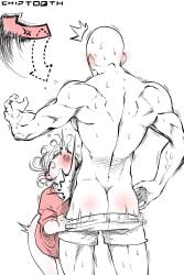 1boy 1boy1girl 1girl 1girl1boy 1girls 2026 2d artist_logo artist_name bald blush chip-tooth curly_hair green_eyes green_hair hi_res highres male male/female medium_hair muscles muscular_male no_panties nude one-punch_man petite pink_shirt saitama short_hair small_breasts tatsumaki white_background