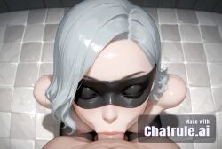 ai_assisted ai_generated alcina_dimitrescu balls_deep deep deepthroat dominated facing_viewer hands_behind_back high_quality highres petite_body pov ripped_clothes sitting_on_knees skinny small_breasts small_tits solo tiny_tits young