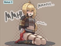 1girls 2025 2d arms_behind_back arms_tied_behind_back bdsm black_hair black_hair_female blonde_female blonde_hair blush blushing blushing_female bondage bonus_page bound_legs captured captured_heroine chaosblastx cheek_bulge clear_tape comic failed_resistance female femsub fully_clothed fully_clothed_female gagged gagged_female gagged_speech hi_res kneeling light-skinned_female light_skin long_hair long_hair_female looking_at_viewer luciana_de_montefio ponytail rope rope_between_breasts rope_bondage rope_harness solo struggling stuffed_mouth_gag taped_hands tegaderm_gag trembling zenless_zone_zero