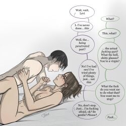 1boy 1boy1girl 1girl 1girl1boy 1girls abs attack_on_titan boobs breasts hange_zoe hanji_zoe levi_ackerman naked nude sex shingeki_no_kyojin speech_bubble speech_bubbles tagme