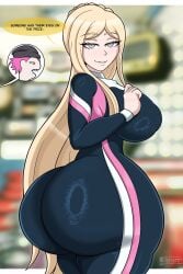 artist_signature ass bedroom_eyes big_ass big_butt butt danganronpa danganronpa_2:_goodbye_despair diner drool huge_ass huge_butt junior_art_ kazuichi_souda looking_at_viewer skin_tight solo sonia_nevermind tagme text wetsuit