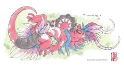 2_penises ancient_pokemon animal_genitalia animal_penis aroused bodily_fluids claws dialogue dragon dragon_type dripping erection european_mythology fennec_(artist) feral fighting_type generation_9_pokemon genital_fluids genitals grass heart_symbol hemipenes hi_res inviting inviting_to_sex inviting_viewer koraidon leaking_precum legendary_pokemon looking_at_viewer lying male multi_genitalia multi_penis mythological_creature mythological_scalie mythology nintendo on_grass on_ground painting_(artwork) paradox_pokemon penis plant pokemon pokemon_(species) pokemon_porn precum precum_drip reptile scales scalie scutes simple_background slit_penis solo spread_legs spreading tail text tongue tongue_out traditional_media_(artwork) watercolor_(artwork) western_dragon