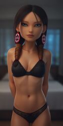 1girls ai_generated black_bra black_panties bow_panties bra dark-skinned_female dark_skin depth_of_field jessica_keynes lowleg lowleg_panties miraculous:_tales_of_ladybug_and_cat_noir miraculous_ladybug panties solo tagme underwear_only