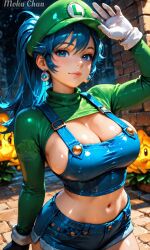 1girls ai_generated big_breasts big_tits blue_eyes blue_hair king_of_fighters leona_heidern light-skinned_female light_skin long_hair voluptuous