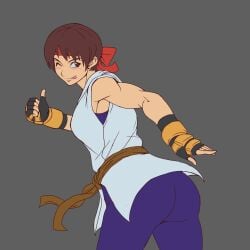 1girls ass big_butt brown_hair hairband king_of_fighters light_skin tongue yuri_sakazaki