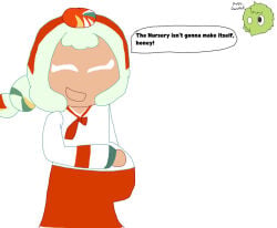 cookie_run cookie_run_kingdom devsisters female female_only green_hair green_hair_female humanoid kimono okchun_cookie pregnancy pregnant pregnant_belly pregnant_female solo solo_female talking talking_to_viewer