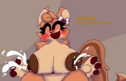 1girl 1girls anthro areola breasts breasts_bigger_than_head breasts_milk breasts_out chaoticdream chipmunk chipmunk_girl english english_text female furry milk milk_squirt naked naked_female nipples roblox simple_background tagme text toons_universe weffle_(toons_universe)