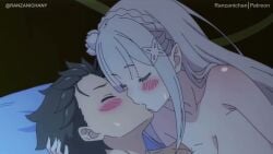 1boy animated ass assertive_female bed blush bouncing_breasts breasts commentary emilia_(re:zero) english_commentary fellatio female flower full_video_at_source hair_ornament handjob highres huge_ass in_love kissing large_breasts long_hair longer_than_30_seconds love_making natsuki_subaru on_bed oral perfect_body ranzanichan re:zero_kara_hajimeru_isekai_seikatsu seducing seduction seductive seductive_body seductive_eyes seductive_gaze seductive_look seductive_smile sex shorter_than_one_minute sound tagme vaginal_penetration video white_flower white_hair x_hair_ornament