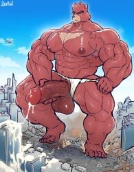 abs aircraft anthro asian_clothing balls bear big_butt big_muscles big_penis bodily_fluids butt city_destruction clothing clothing_aside cum darkai destruction east_asian_clothing excessive_cum excessive_genital_fluids fundoshi fundoshi_aside genital_fluids genitals helicopter hi_res huge_butt huge_muscles huge_penis japanese_clothing kumatetsu larger_male macro male mammal muscular muscular_anthro muscular_male nipples obliques pecs penis size_difference solo the_boy_and_the_beast underwear underwear_aside vehicle vein veiny_muscles veiny_penis