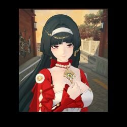 1girl 1girls 3d animated animated_gif artist_request astra_yao big_breasts bouncing_breasts female female_focus female_only gif hoyoverse looking_at_viewer mihoyo pout pouting smile smile_at_viewer solo solo_female solo_focus zenless_zone_zero