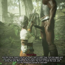 1girls 2boys cd_projekt_red ciri comic currysfm dark-skinned_male dark_skin female flipping_off geralt_of_rivia interracial middle_finger small_penis small_penis_humiliation stepfather_and_stepdaughter the_witcher_(series) the_witcher_3:_wild_hunt
