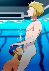 ai_generated bubbles cum cum_in_mouth cum_inside deepthroat drowning pool poolside suffocating swimmer_(pokemon) swimmer_(pokemon_dppt) swimming swimming_pool underwater underwater_blowjob underwater_sex volkner