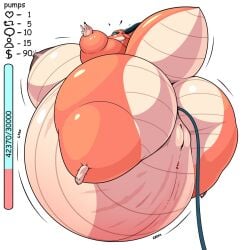 dragon dragon_humanoid female horns huge_ass huge_belly huge_breasts inflation kobold orange_scales sunken_limbs tail xeddo