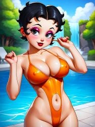 ai_generated betty_boop big_breasts erect_nipples_under_clothes latex_swimsuit looking_at_viewer thighs