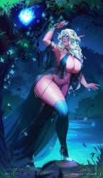 1girls 2026 big_breasts blizzard_entertainment blue_eyes detailed_background elf elf_ears elf_female female female_only heels hi_res long_hair margelmargaret night_elf no_pupils pink_skin rosaliune_silverstar solo thick_thighs thighhighs warcraft white_hair wide_hips world_of_warcraft