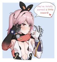 1girls adjusting_hair blush cropped_torso ebonyxh english english_dialogue english_text fellatio_gesture fritia_(snowbreak:_containment_zone) fritia_ignis looking_at_viewer offering offering_blowjob offering_to_viewer pink_hair red_eyes simple_background snowbreak:_containment_zone solo_female speech_bubble talking_to_viewer tongue tongue_out upper_body