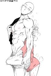1boy 1boy1girl 1girl 1girl1boy 1girls 2026 2d artist_logo artist_name bald blush chip-tooth curly_hair green_eyes green_hair hi_res highres male male/female medium_hair muscles muscular_male no_panties nude one-punch_man petite pink_shirt saitama short_hair small_breasts tatsumaki white_background