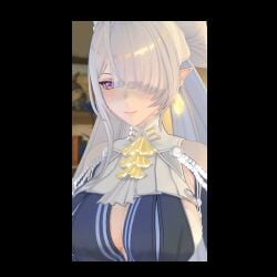 1girl 1girls 3d animated animated_gif big_breasts bouncing_breasts elf elf_ears elf_female female female_focus female_only gif hoyoverse looking_at_viewer mihoyo pointy_ears pushing pushing_breasts_together smile solo solo_female solo_focus velina_(zenless_zone_zero) velina_airgid zenless_zone_zero