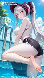 1girls 2026 ai_assisted ai_generated anime barefoot blue_sky cloud feet hi_res high_quality high_resolution highres long_hair overlord_(maruyama) patreon patreon_username pool shalltear_bloodfallen sky skypassion soles stable_diffusion water watermark