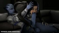 1girls 2futas 3d anal asari black_hair blowjob blue-skinned_futa blue_skin deepthroat female futa_on_female futanari human interspecies light-skinned_female light_skin long_video longer_than_one_minute mass_effect miranda_lawson oral sound source_filmmaker subjectxxx tagme threesome vaginal_penetration video video_game_character video_game_franchise
