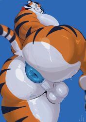 anus ass balls bara big_ass feline freeposers looking_at_viewer male_only muscular muscular_male presenting presenting_anus presenting_hindquarters spread_legs stripes sweat tail tony_the_tiger