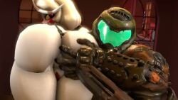 ass_grab ass_slap big_ass big_breasts charlie_morningstar_(hazbin_hotel) doom doom_slayer_(doom) hazbin_hotel ironhawk larger_male male/female plap size_difference smaller_female stand_and_carry_position standing_sex tagme vaginal_penetration video