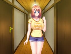 1girls blue_eyes boobies boobs breasts closed_mouth closed_mouth_smile clothed_female daughter door enormous_boobies enormous_boobs enormous_breasts enormous_tits female female_only game_cg giant_boobies giant_boobs giant_breasts giant_tits gigantic_boobies gigantic_boobs gigantic_breasts gigantic_tits huge_boobies huge_boobs huge_breasts huge_tits kyonyuu_shokudou_harami_teishoku_~ore_dake_no_ura_menu!?~ massive_boobies massive_boobs massive_breasts massive_tits mizunagi_moeno open_eyes orange-haired_female orange_hair schoolgirl short_hair short_hair_female short_orange_hair suzuki_falco talking teenage_female teenage_girl teenager tits tougenkyo_(company) yellow_clothing