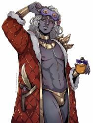 abs clothed clothed_male gta_vi_cover_girl hades_(game) hypnos_(hades) long_hair male male_only sleeping_mask solo solo_male speedo white_hair