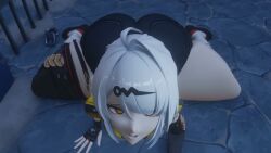 3d 3d_animation animated ass ass_clapping ass_shake ass_shaking big_ass booty_shorts face_down_ass_up huge_ass jiggle jiggling_ass jiggling_breasts kishi looking_at_viewer looking_pleasured medium_breasts naughty_face on_all_fours panting short_shorts solo tagme thick_ass thick_thighs twerking video white_hair yellow_eyes yixuan_(zenless_zone_zero) zenless_zone_zero