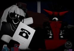 1boy 1girls 3d betty_(the_battle_bricks) bloodhorn_(the_battle_bricks) breasts clothed reference_image roblox roblox_game robloxian tagme tbbfanatic the_battle_bricks tumore