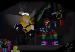 1boy 1girls 3d ass breasts bulge clothed dj_radical_(the_battle_bricks) reference_image roblox roblox_game robloxian tagme tbbfanatic the_battle_bricks thighs tumore vocalist_(the_battle_bricks)