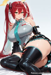 jack-o'_valentine guilty_gear guilty_gear_strive red_hair 1girl thighs thick_thighs big_breasts female mature_female revoaru ai_generated