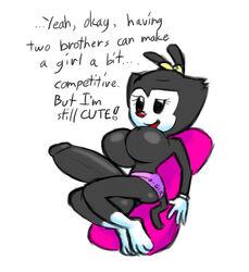 1futa ambiguous_species animaniacs anthro anthro_futa anthro_only balls big_breasts black_penis black_text breasts color colored dickgirl dot_warner english english_text erect erect_futa erect_nipples erect_penis erection futanari futanari_only huge_breasts intersex intersex_only nipples no_humans norithics penis pillow solo solo_anthro solo_futa solo_intersex text white_background