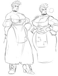 1girls artist_name big_breasts boots cleavage collar dress monochrome muscular_arms muscular_female orangekissess overwatch overwatch_2 short_hair tagme wide_hips zarya