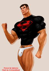 biceps bodybuilder bulge clothing conner_kent crimsonblood dc dc_comics ephorox hair jockstrap kon-el male male_only muscles puberty pubic_hair solo superboy superman_(series) torn_clothing young_justice