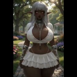 ai_generated animated big_ass big_breasts dark_skin elf high_heels long_hair tagme video white_hair