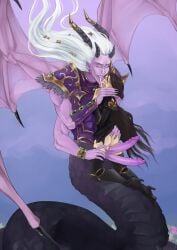canon_x_oc fulgrim warhammer_40k licking_face monster_boy size_difference hemipenes double_dick long_hair_female long_hair long_hair_male crying blindwildcat