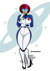 atomickingboo original original_character oc the_space_angels margaret_cray 1girls female female_only solo clothing clothed fully_clothed suit spacesuit glasses round_glasses breasts big_breasts ass big_ass heels heel_boots thighs thick_thighs light_skin light-skinned_female brown_hair brown-haired_female brown_hair_female brunette brunette_hair brunette_female brunette-haired_female pink_strand_of_hair bowl_cut arm_under_breasts breast_support bodysuit body_suit full_body full_body_suit hand_on_face seductive seductive_look seductive_smile seductive_eyes seductive_pose seductive_mouth seducing seductive_body seductive_gaze seduction 2d 2d_(artwork) 2d_artwork digital_media_(artwork) pinup artist_name 2026