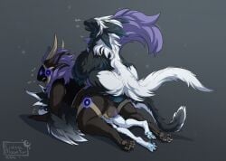 4_ears anal anal_penetration anthro anus balls black_body black_claws black_fur blue_pawpads blue_penis blue_vulva brown_anus brown_body brown_fur brown_pawpads butt claws dragon ender_(endermoonfur) endermoonfur ennis_(ennismore) erection female fur furred_dragon furred_scalie genitals group hi_res knot machine male male/female male/male multi_ear mythological_creature mythological_scalie mythology pawpads penetration penis perineum protogen scalie trio vaginal vaginal_penetration vulva white_body white_fur yellow_knot yellow_penis