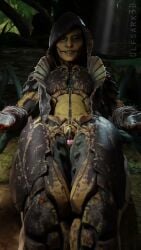 1boy 1girls 3d animated bug_girl d'vorah human human_penetrating insect insect_girl light-skinned_male looking_at_viewer monster monster_girl mortal_kombat mortal_kombat_11 short_video shorter_than_10_seconds sound tagme thigh_job thigh_sex thighs ulfsark3d video