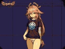 ai_generated animated animation aseprite_(artwork) crossdressing erection futanari genshin_impact gif gigatsu limited_palette pixel_animation pixel_art shy sissy small_penis solo_futa trans twink twitching yae_miko