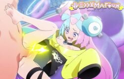 blue_hair female game_freak iono_(pokemon) jellymation light-skinned_female light-skinned_male light_skin male pink_hair pokemon pokemon_sv sex straight tagme video