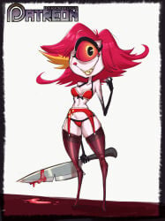bloody_knife darkminou female hazbin_hotel lingerie niffty solo