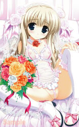 bouquet bridal_veil daikanyama_sumire flower oshiki_hitoshi suzunone_seven thighhighs wedding_dress